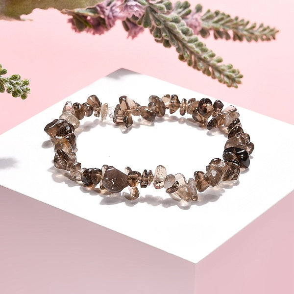 Smoky Quartz Chips Stretch Bracelets