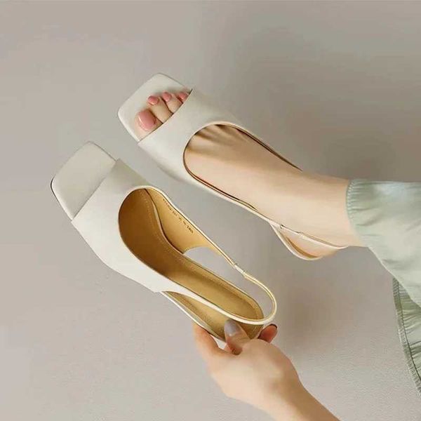 Open Toe Mid Heels Shoes Sandals Women Slides New Brand Pumps Shoes Party Designer Dress Women Slippers ZapatillasC241012