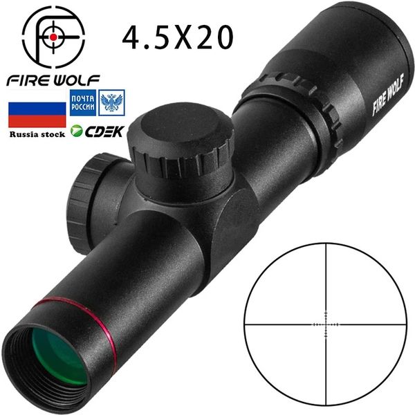 FIRE WOLF 4.5X20 rifle hunting tactical optical P4 cross sight with flip lens cover and airsoft ring pocket mirror