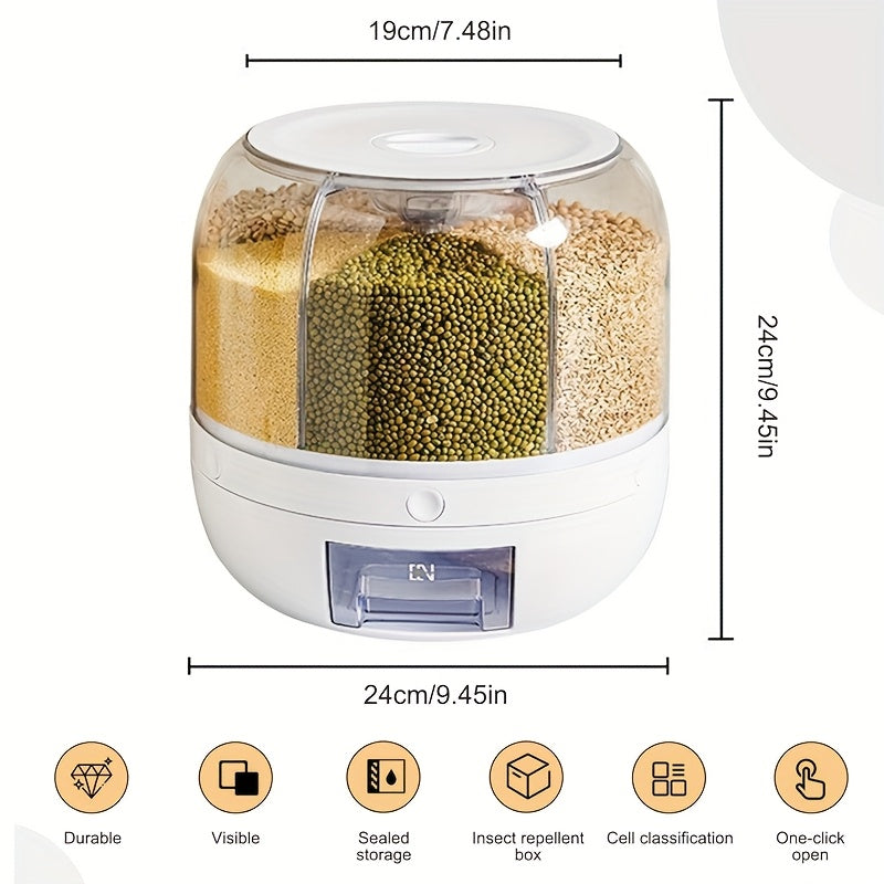 TEMU 1pc Large Capacity Grain Dispenser Bucket With Transparent Window - Airtight Lid, Moistureproof & Insectproof Food Storage Container - Ideal For