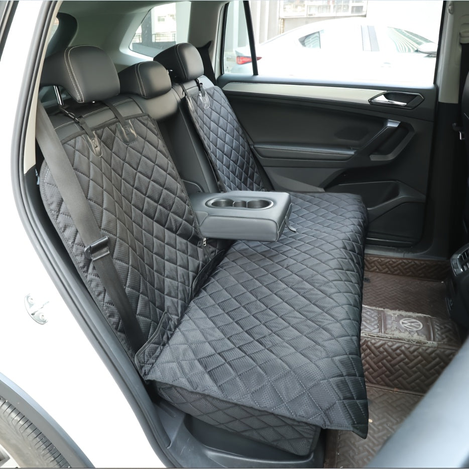 TEMU Dog Seat Cover For Fold Down Rear Bench Seat 60-40 Split And Belt - Heavy Duty - Fits Most Cars, Suvs, Andtrucks (black), Seat Covers For Car,