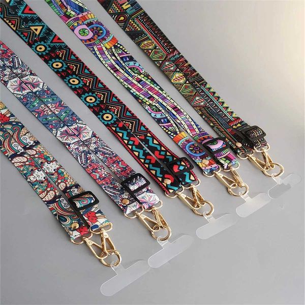 Cell Straps Charms Mobile Clip Antilost Retro Pattern Strap Crossbody Long Stra Adjustment Length Hanging Universal Neck Lanyard For Phone J