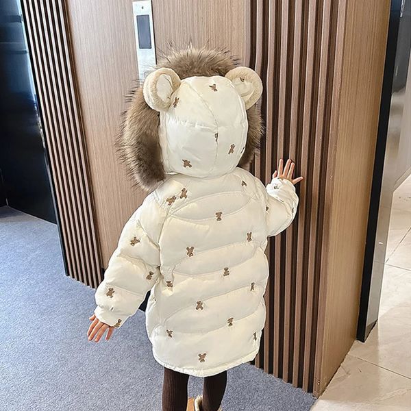 Winter Thickened Short Style Girls Down Jacket Hooded Coat Kid Parka Snowsuit Cartoon Outerwear Casual Cotton Clothing New 2947