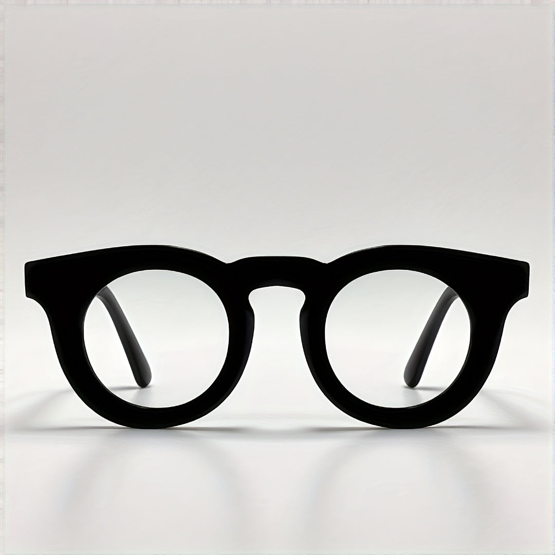 TEMU Fytoo Men's Italian Acetate Retro Glasses - Handmade Round Black Tortoiseshell-like Eyewear, Lightweight Comfortable Non-prescription Detachable