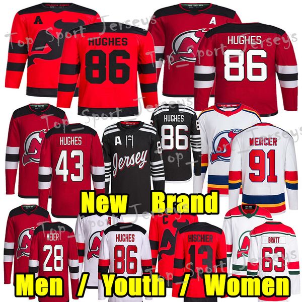 #86 Jack Hughes Authentic Pro hockey jersey #43 Luke Hughes Jesper Bratt Nico Hischier Simon Nemec Jacob Markstrom Martin Brodeur Dawson Mer