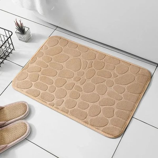 VIKAMA 40X60CM Coral Fleece Pebble Embossed Bathroom Non-Slip Floor Mat Bathroom Floor Mat Floor Bath Mat Room Decoration 240821