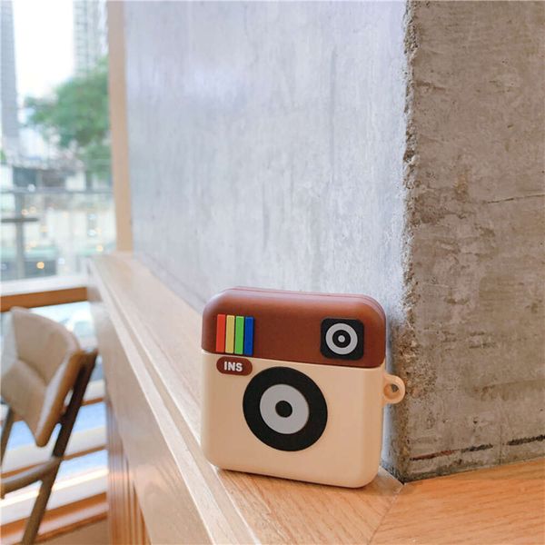 ddmygifts New Instagram Creative Cute Camera Universal Silicone Bluetooth Headphone Case Suitable for Women A