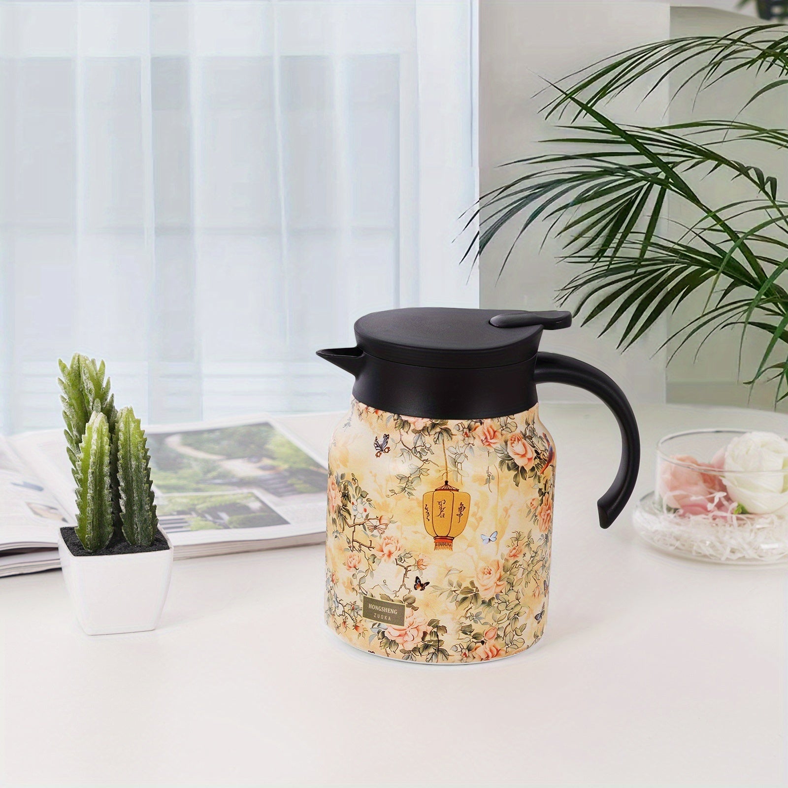 TEMU 1l Stainless Steel Vacuum Cup, Insulated Vacuum , Portable Teapot With Handle, Coffee Pot With Spout, Water Container For Hot And Cold Drinks,