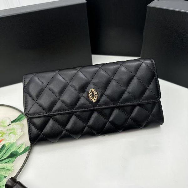 Designer Luxury Black Gold Women Wallet Genuine Leather Caviar Coin Purses Card Holders Key Clutch Bags Classic Diamond Lattice Business Che