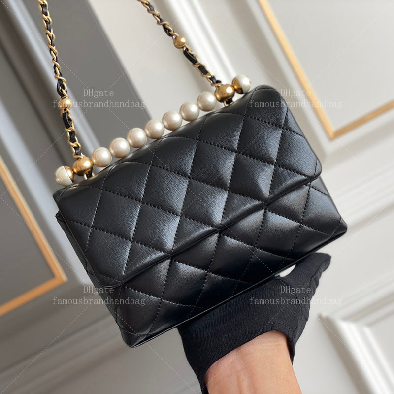Imitation Pearls Chain Evening Bag Crossbody Bag 20A Mirror Quality Designer Mini Flap Bag With Top Handle Bags With Box 24C51