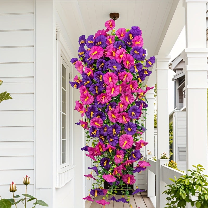 TEMU 4 Bundles Artificial Hanging Flowers Plants For Outdoor Spring Summer Decoration, Hanging Uv Resistant Look Real For Outside Home Indoor Planter