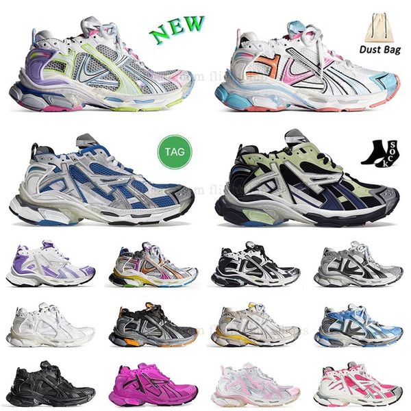 Designer Track Runners 7 Tennis Lace-up Casual Shoes Paris Multicolor Trainers BURGUNDY Deconstruction Blue Runner 7.0 7.5 Men Daddy Shoe Gr