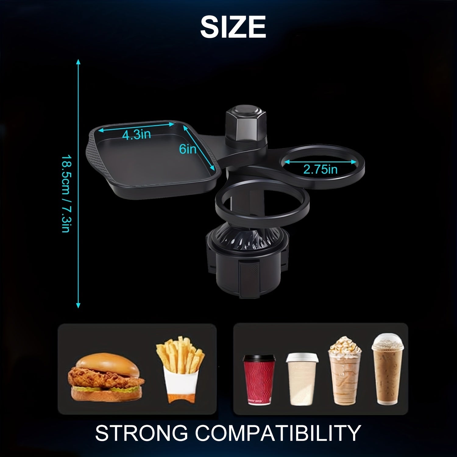 TEMU Car Cup Holders - Expansion Brackets, Car Trays, Car Storage Brackets, 360-degree Rotation, Sturdy Bottom Design, Suitable For Most Car Cup