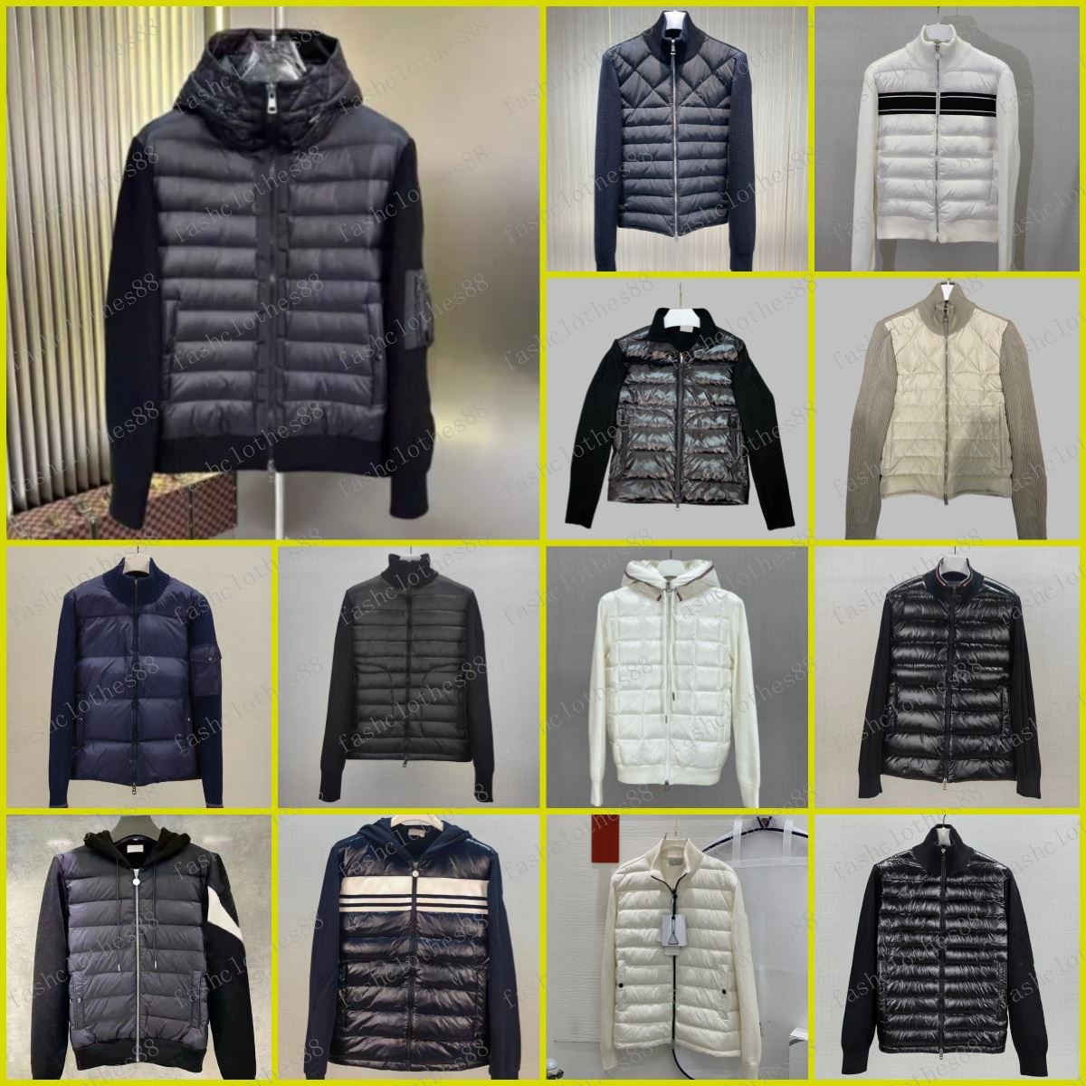Designer Mens Down Parkas Mens Embroidered Badge Stand Collar Knitted Splice Sweater Lightweight Women Down Jacket Sweater Puffer Jacket Fluffy Coat