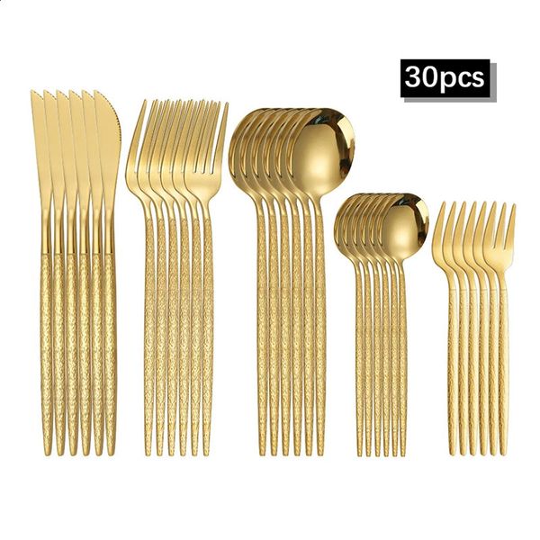 30 piece Golden Hammer cutlery set stainless steel steak coffee spoon teaspoon dishwasher safe beautiful 240827