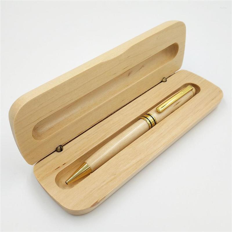 Set Upscale Wooden Business Office Gift Ballpoint Pen Creative School Supplies Fashion Maple Box Signing Pens
