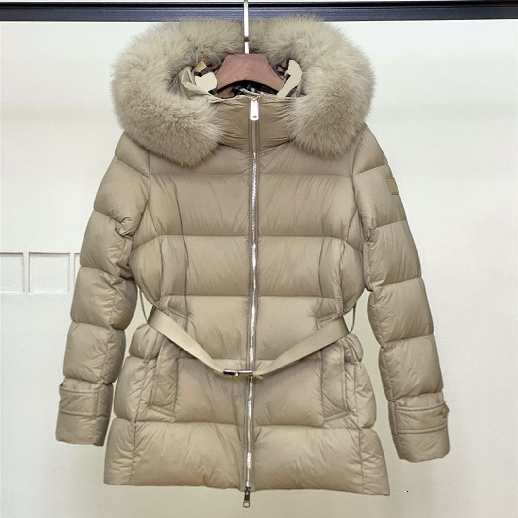 Womens Down Jacket Lightweight Warm Slim Fit Fashion Luxury Coat Natural White Goose Down Filling Premium Quality Elegant Puffer Jacket Outerwear Wi