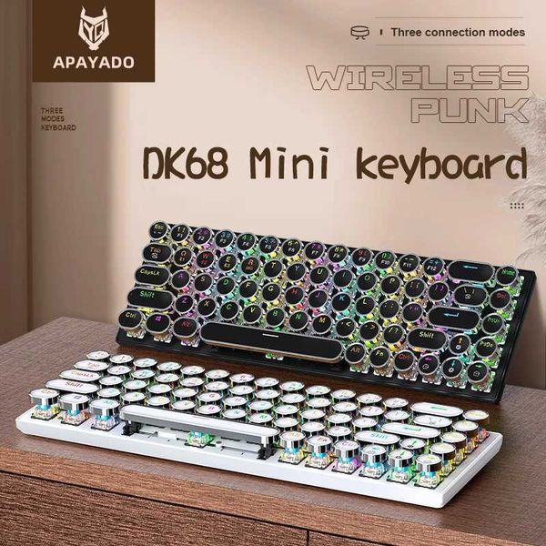 DK68 Punk Mechanical Keyboard Wireless APAYADO Dynamic RGB Lighting68Keys Tri-Mode ConnectionFull-key Hot-SwapLX241031
