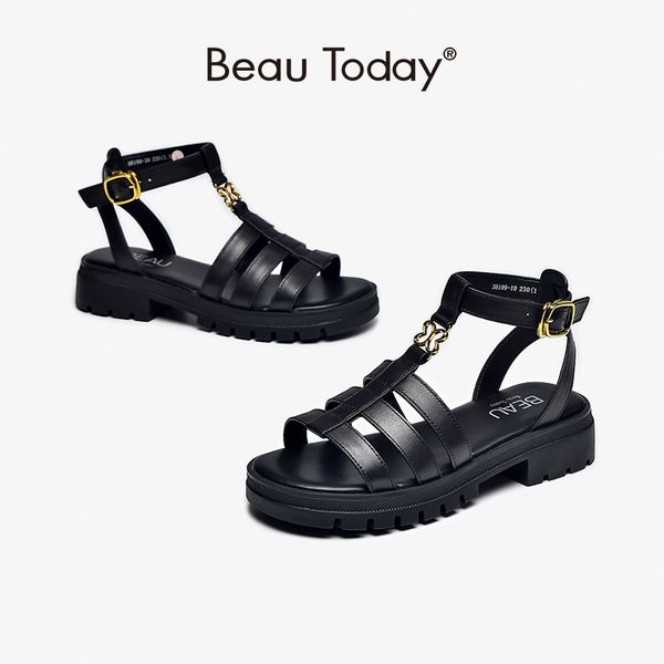 Gladiator BeauToday Sandals Women Open Toe Ankle Metal Buckle Strap Genuine Cow Leather Sgback Summer Female Shoes 38199 583e