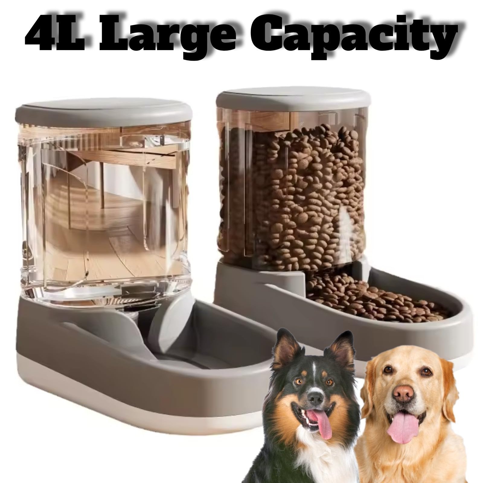 TEMU 2pcs 8-pound Large Automatic Dog Food Feeder And Water Dispenser Set, Plastic Gravity Dog Food And Water Dispenser Set For Big-medium-small Pet