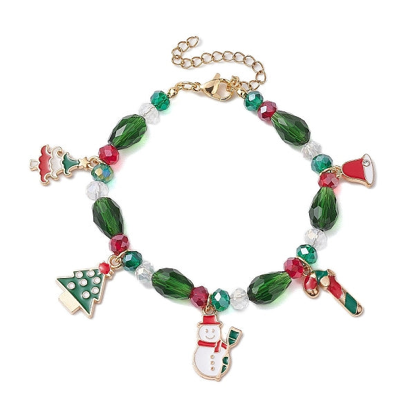 Weihnachtsbaum & Schneemann & Glocke Emaille Charm Armbänder