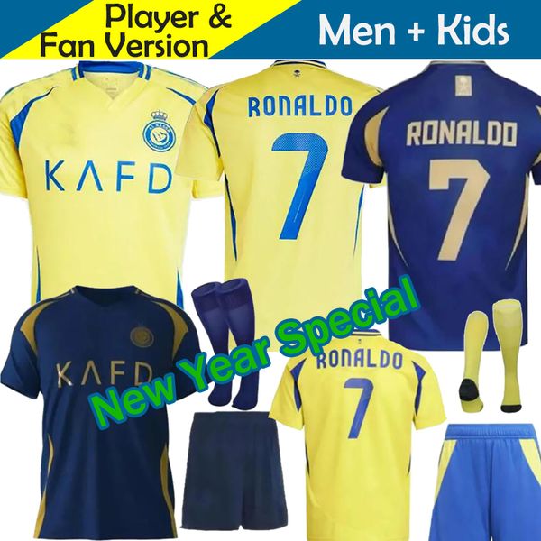 24 25 RONALDO Al-Nassr FC Soccer jerseys OtAvio Brozovic MANE Bento 2024 2025 MEN KDIS KIT football shirts FANS VERSION home yellow away blu