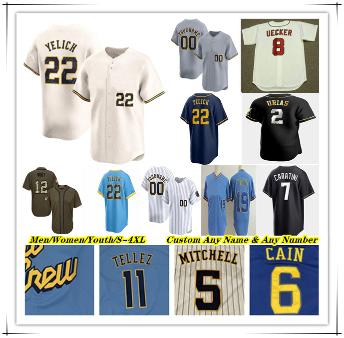 William Contreras Baseball Jersey Christian Yelich Willy Adames Brice Turang Jackson Chourio Sal Frelick Rhys Hoskins Joey Ortiz Blake Perkins Colin