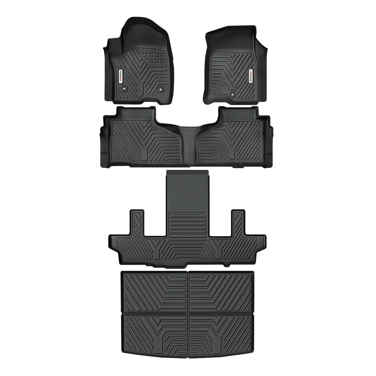 All-Weather Floor Mats & Cargo Liners Set for 2021-2025 Chevrolet Suburban & GMC Yukon XL, 3-Row Seat TPE Floor Mat Liners, Black