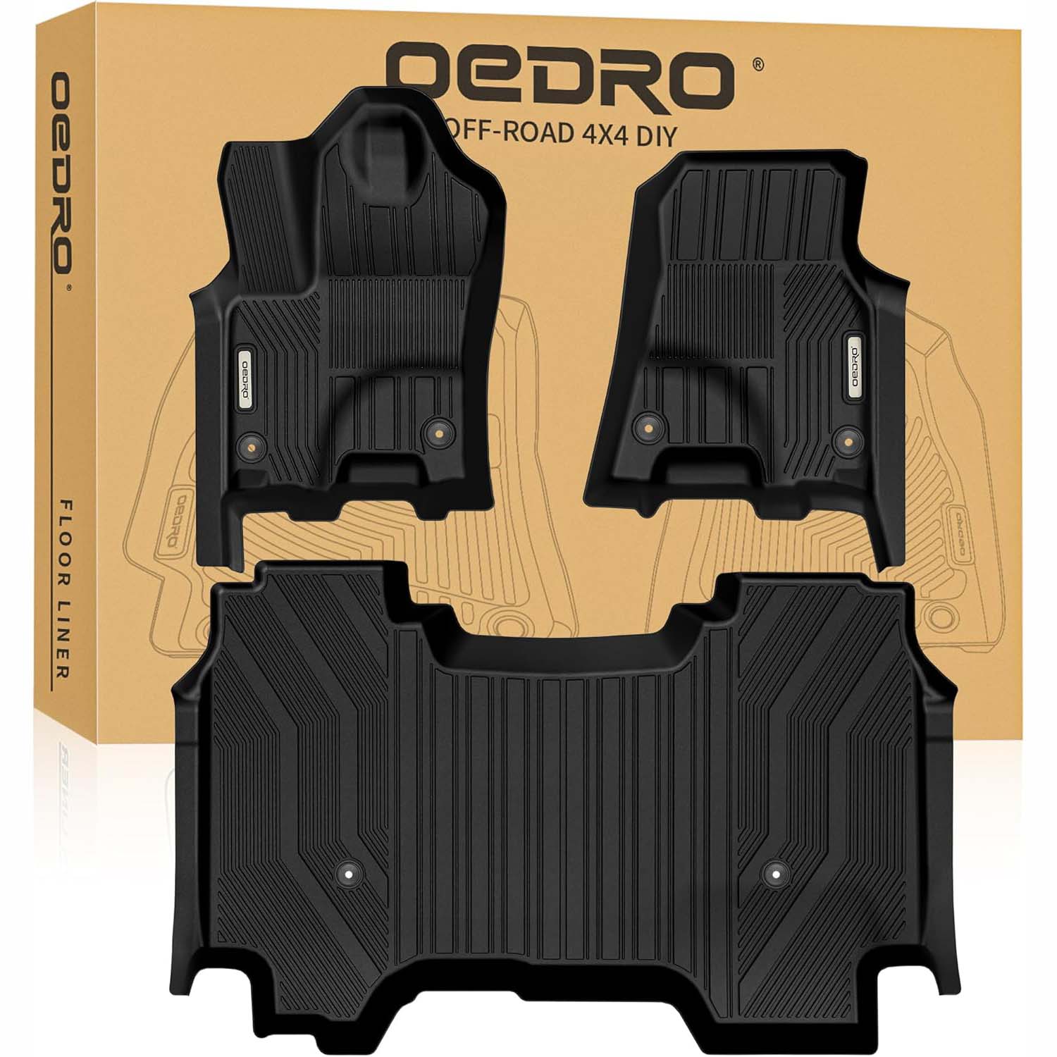 Floor Mats Fit for 2025 Dodge Ram 1500 Crew Cab w-o Rear Storage Box all-weather TPE 3D Floor Mat liners