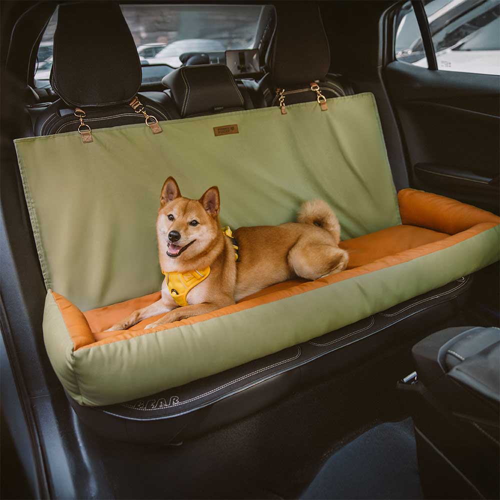 Waterproof Anti-Slip Large Dog Car Seat Cover-Urban Voyager, Orange Gree-Standard