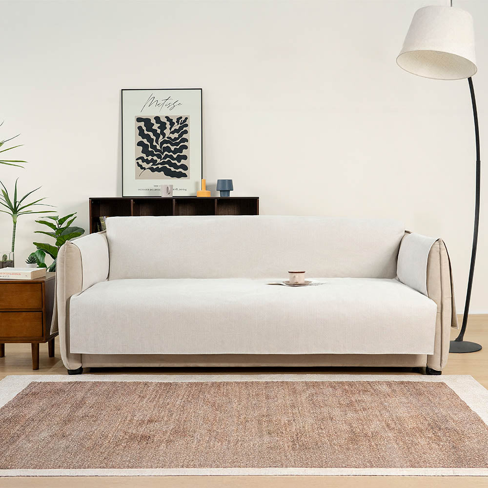 Waterproof Non-Slip Furniture Protector Pet Couch Cover-Slipsafe, White - 2-Seater