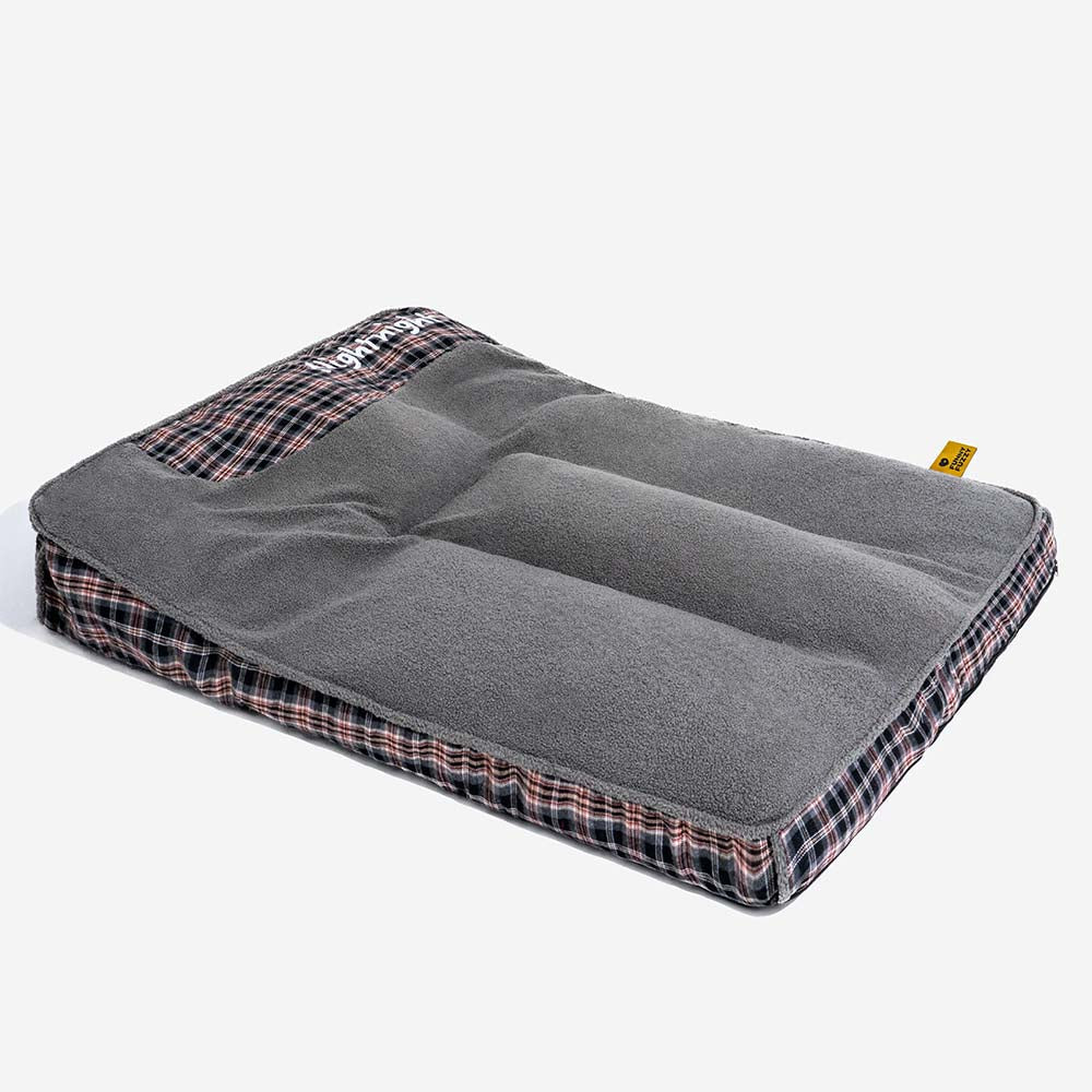 Extra Large Washable Teddy Fluffy Rectangle Dog Bed - Night-night, Black - L