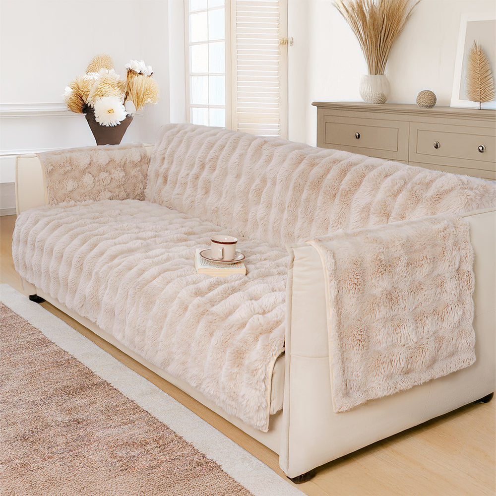 Waterproof Fluffy Soft Furniture Protector Couch Cover-EverDry, Khaki - 2-Seater