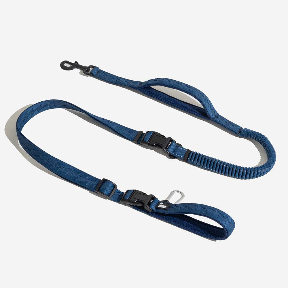 Dual-sided Reflective Adjustable Versatile Soft Handle Nylon Large Dog Leashes - Flexi Walker, Navy