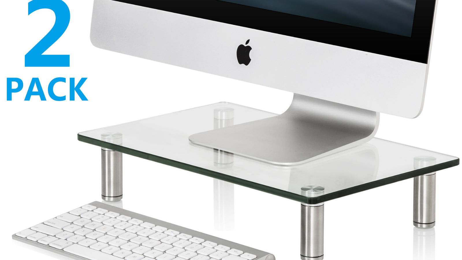 FENGE Monitor Stand –Adjustable Glass Computer Monitor Riser, Clear Desktop Stand 2