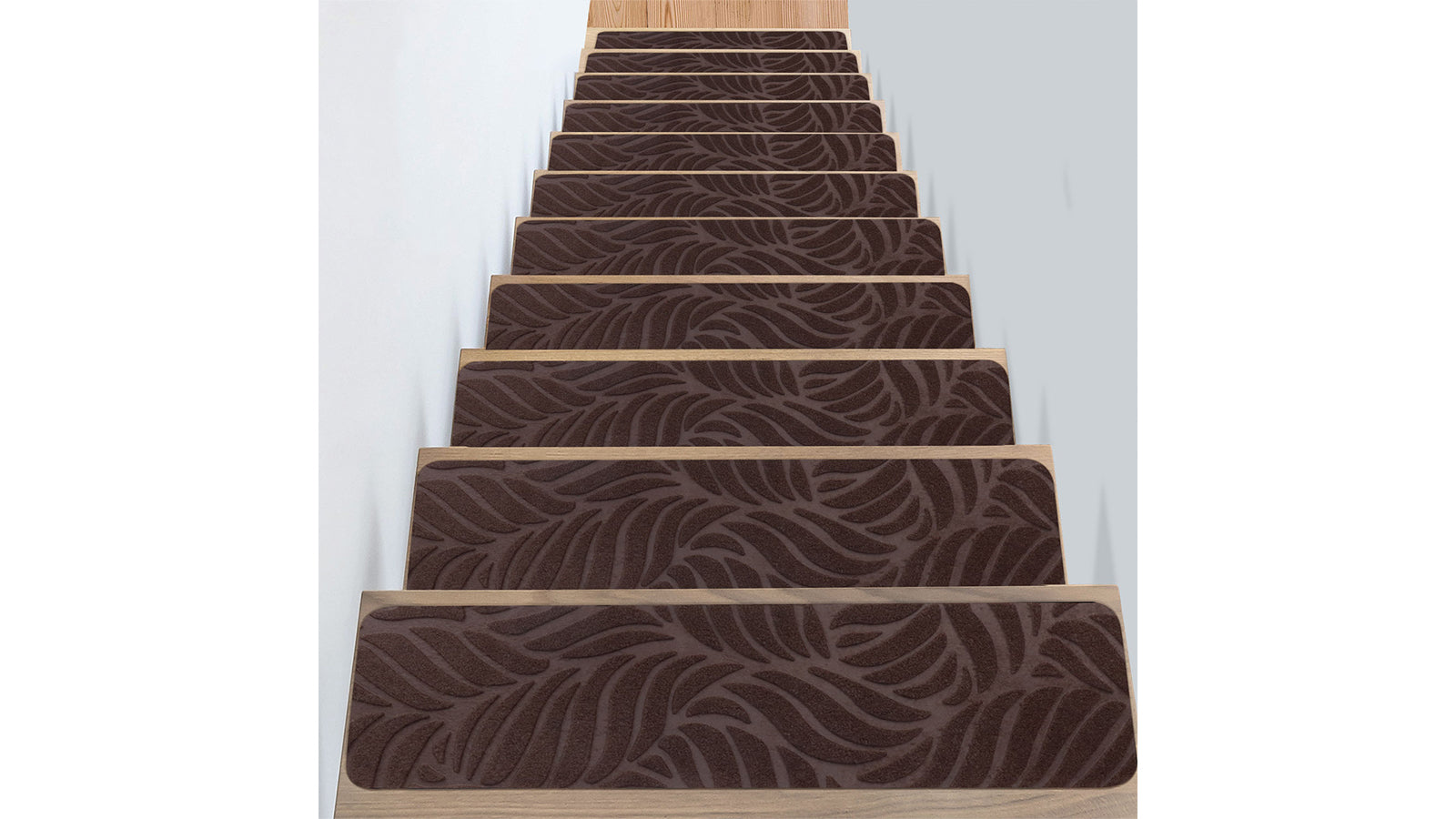 AOTHIA Self-adhesive Stair Treads Mats Brown Plantain Leaf