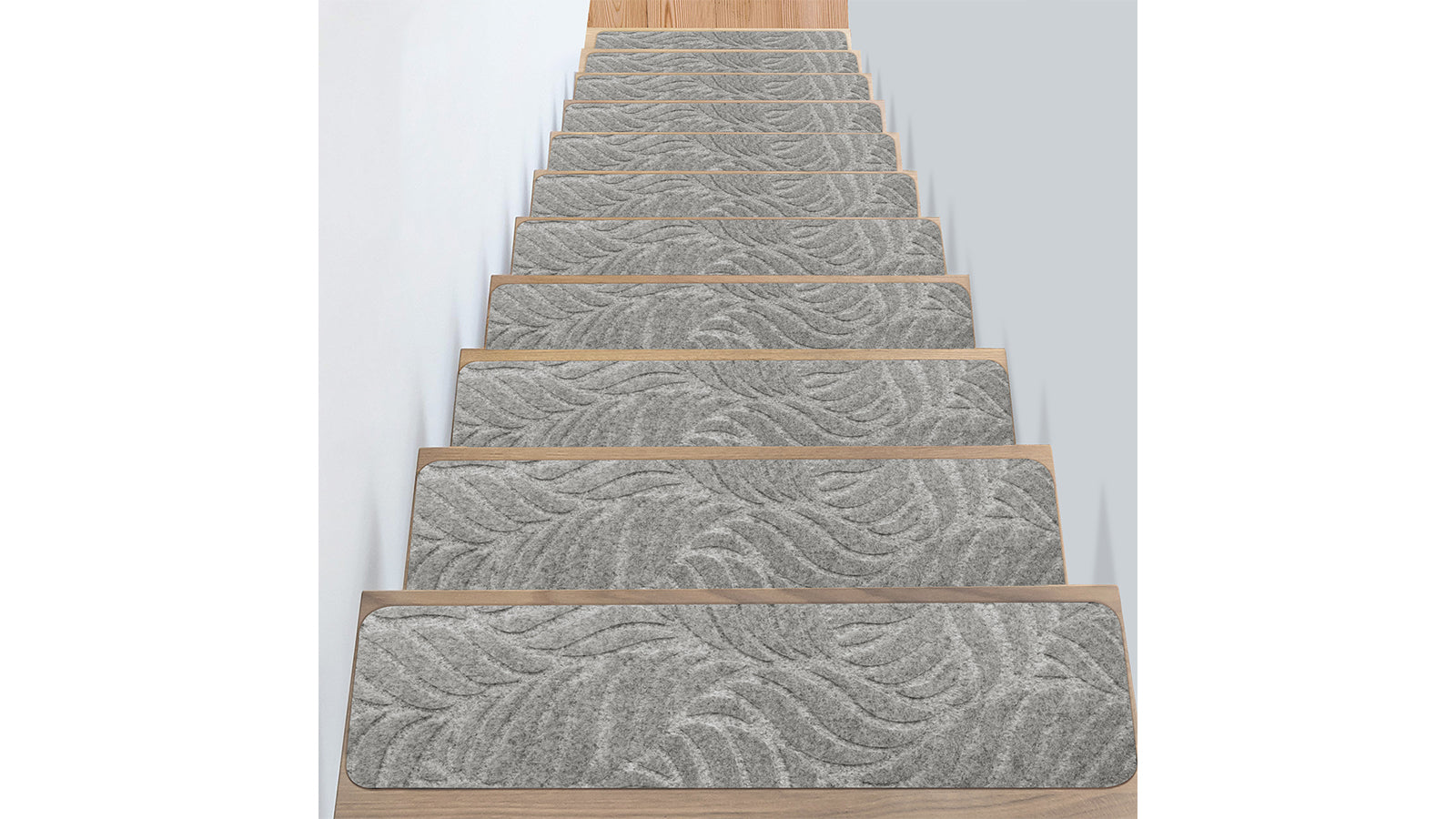 AOTHIA Self-adhesive Stair Treads Mats Light Grey Plantain Leaf