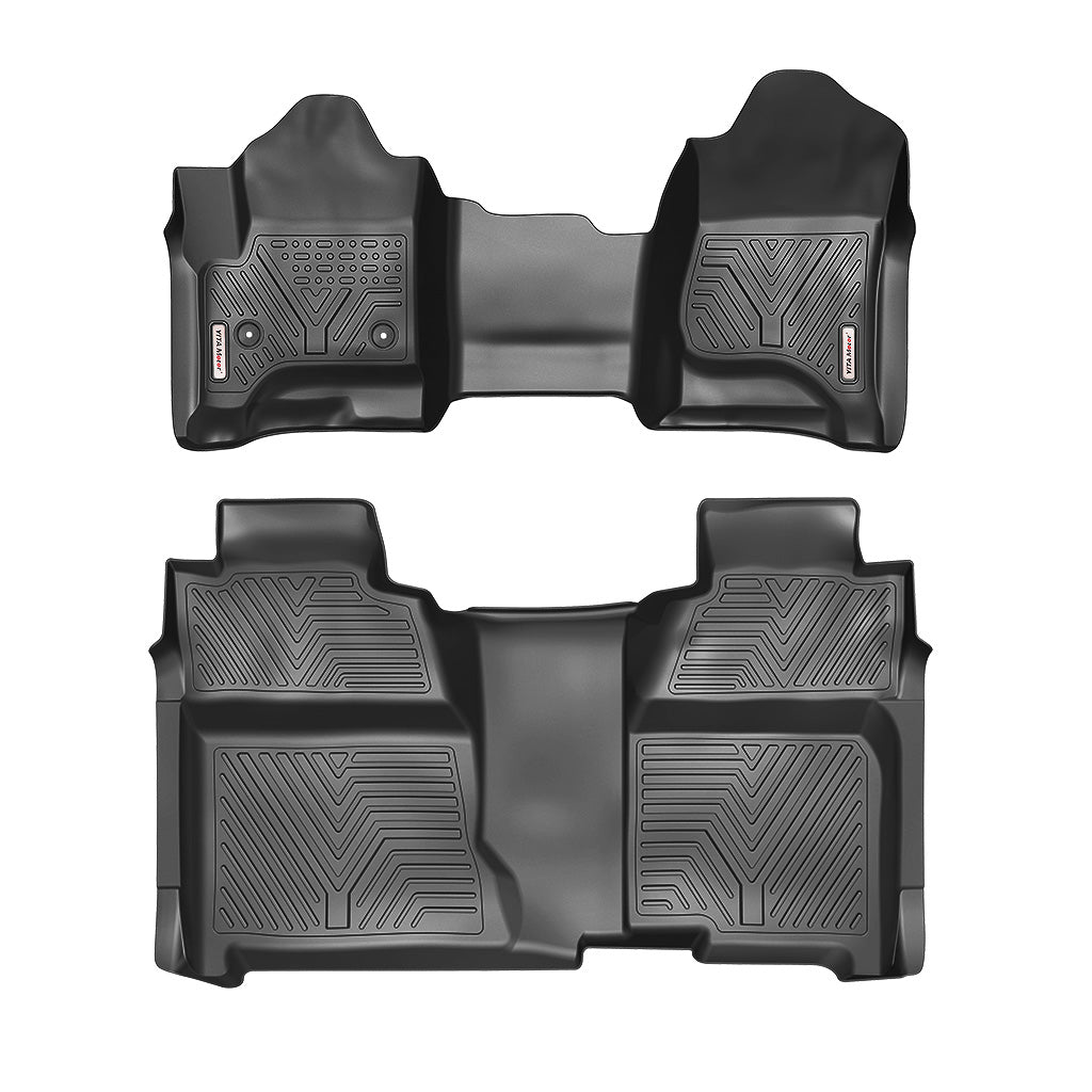 Floor Mats For 14-18 Silverado-Sierra 1500,15-19 2500HD-3500HD Crew Cab,with 1st Row Bench Seat