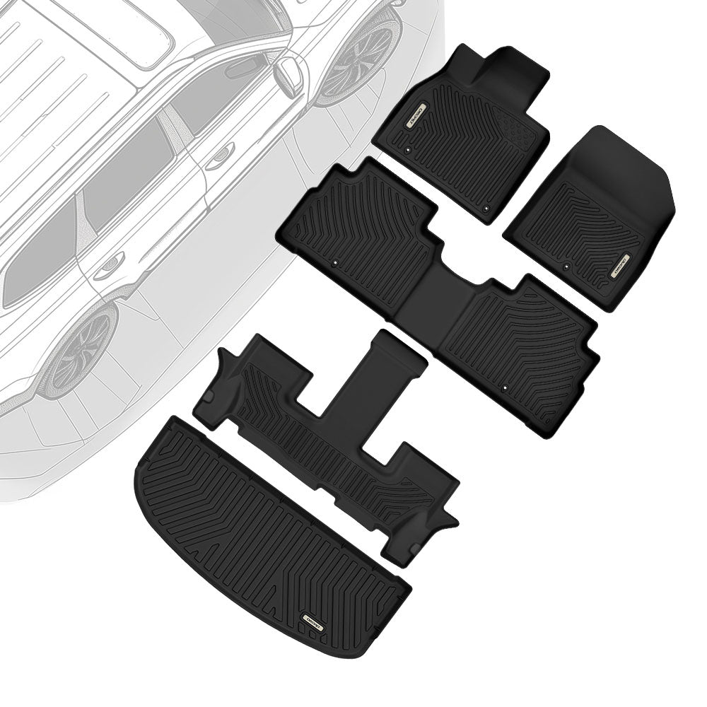 OEDRO Floor Mats Liners & Carpet Mat All-Weather for 2020-2025 Kia Telluride with 2nd Bucket Seats Without Center Console