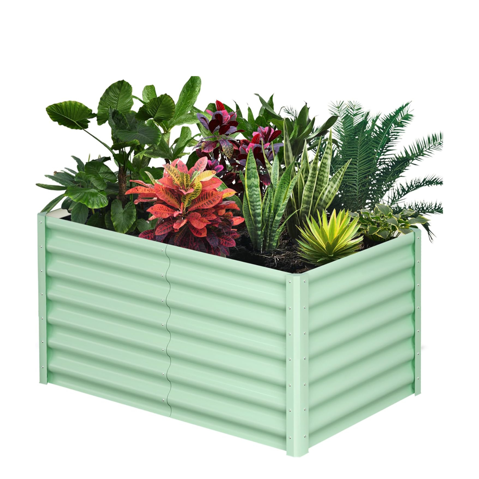 Garvee 6' X 3' X 2' Galvanized Raised Garden Bed, Outdoor Rectangular Metal Planter for Vegetables, Flowers & Herbs, Green
