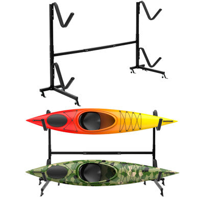 Heavy-Duty Freestanding Dual Storage Rack for Kayaks-Paddleboards