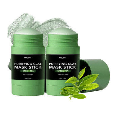 Amoré Paris® Green Tea Purifying Clay Mask Stick for All Skin Types (2-Pack)