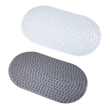Long Oval Anti-Slip Bubble Bath Mat (1- or 2-Pack) - Gray (1-Pack)