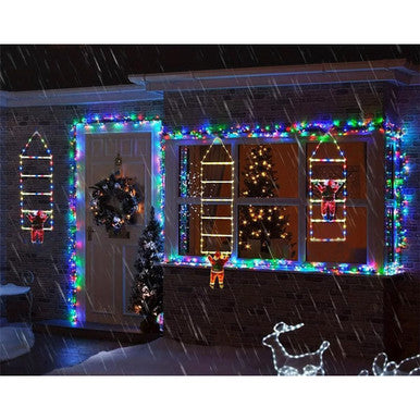 LED Ladder Lights with Climbing Santa Claus