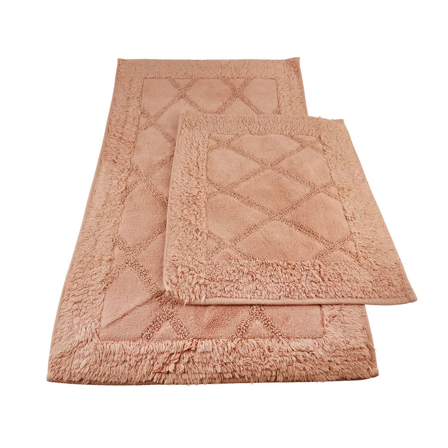Karaca Home Veronica 100% Turkish Cotton Bath Mat, 2 Piece, Blush