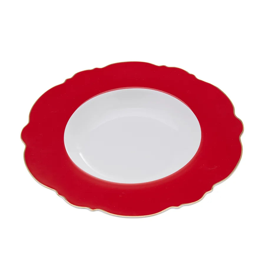 Karaca Romantic Porcelain Pasta Bowl, 23cm, Red White
