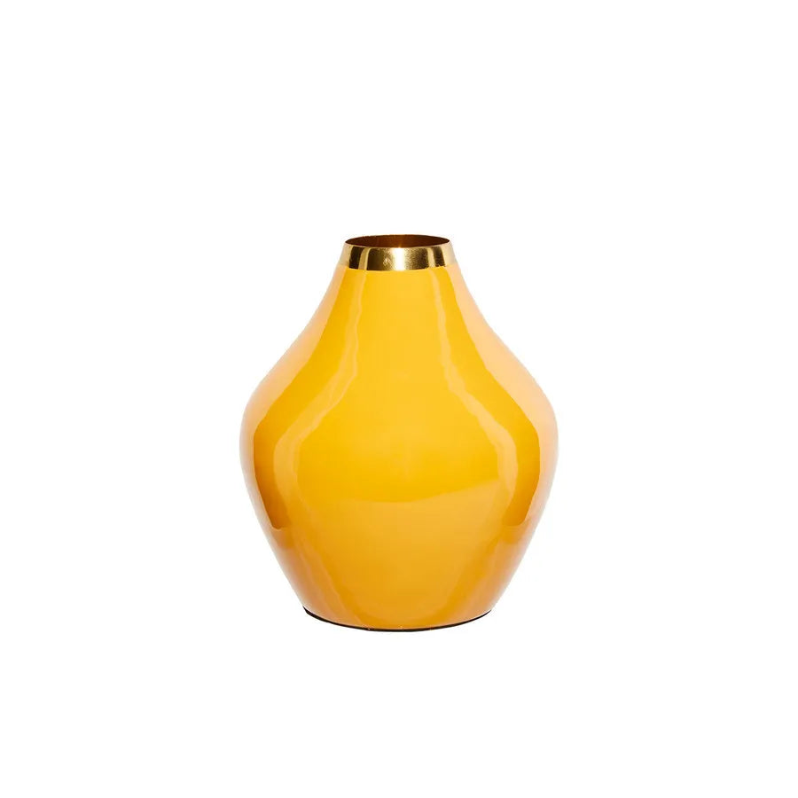 Karaca Glore Metal Vase, 19cmx17cm, Yellow