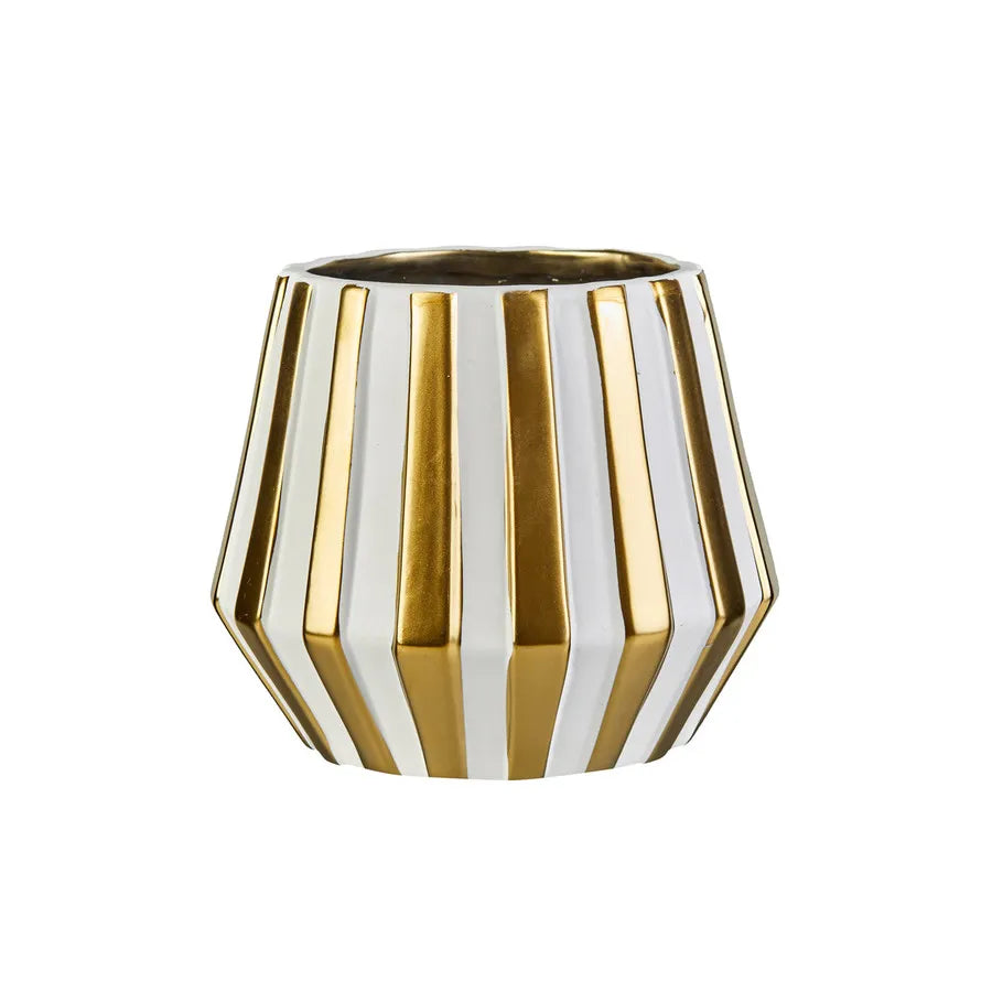 Karaca Nature Ceramic Vase, 15cmx15cmx12cm, Gold White