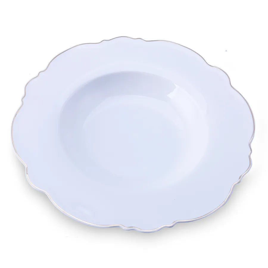 Karaca Romantic Porcelain Pasta Bowl, 23cm, White Silver