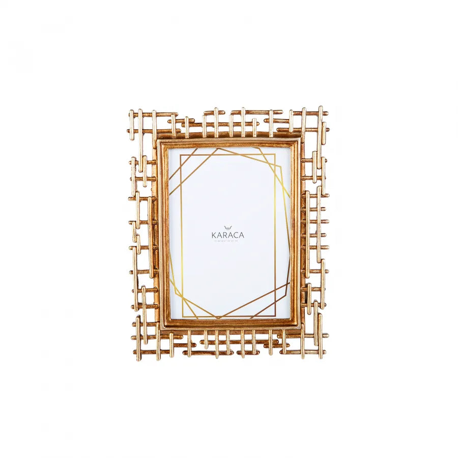 Karaca Nova Lines Photo Frame, 13cmx18cm, Gold